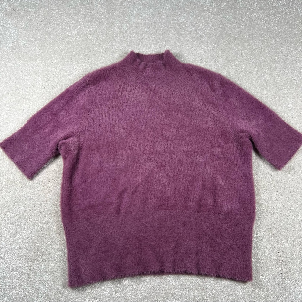 Bailey 44 Fuzzy Mock Neck Sweater Short Sleeve Cozy Soft Purple‎ Women's X Large